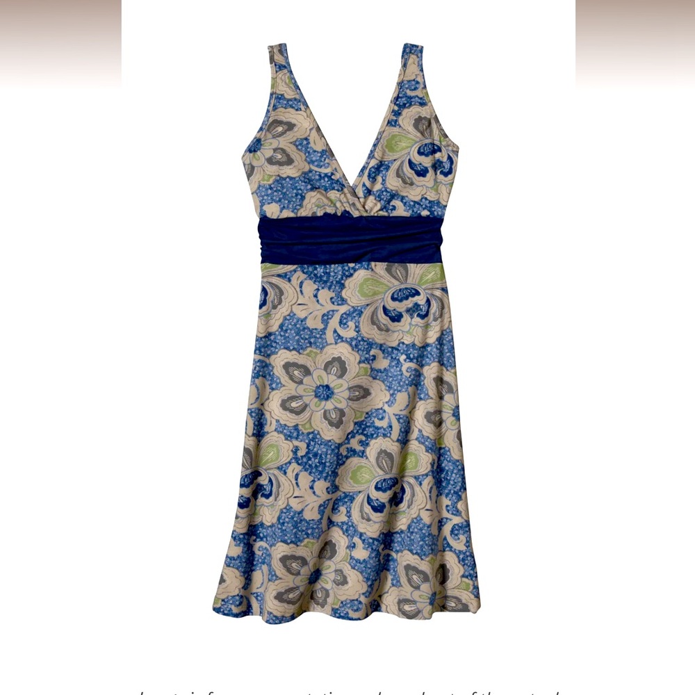 Patagonia S Margot organic cotton stretch blend tank dress floral print EUC